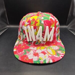 In4mation Snapback Hat Mens Pink Floral Print IN4M Logo Aloha Flat Brim